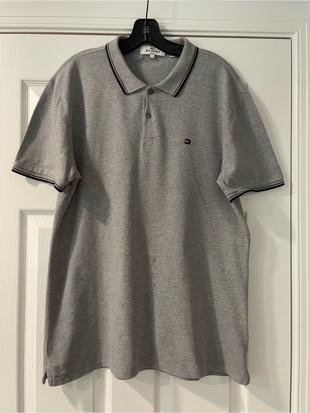 Ben Sherman 100% Cotton Large Grey Polo Shirt with Contrast Trim